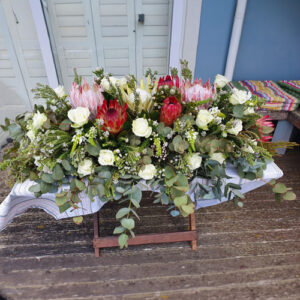 Protea and White Rose Custom Bouquet
