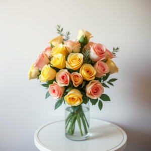 Yellow and Pink Rose Bouquet