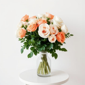 White and Salmon Rose Bouquet